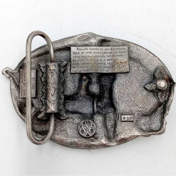 Vintage Square Dancing Belt Buckle Music Notes Red Fiddle Banjo - Picture 5 of 6